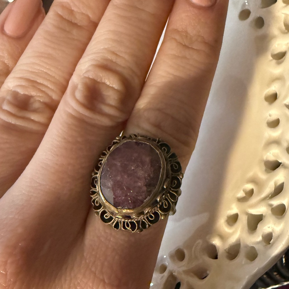 Amethyst Purple Vintage-Style Statement Ring